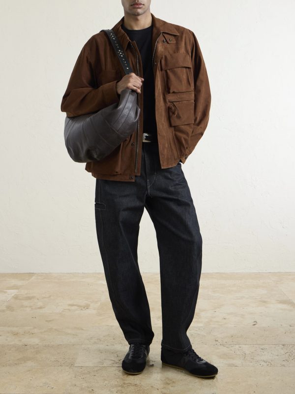 Croissant Large Studded Leather Messenger Bag - OU Croissant Large Studded Leather Messenger Bag - OU