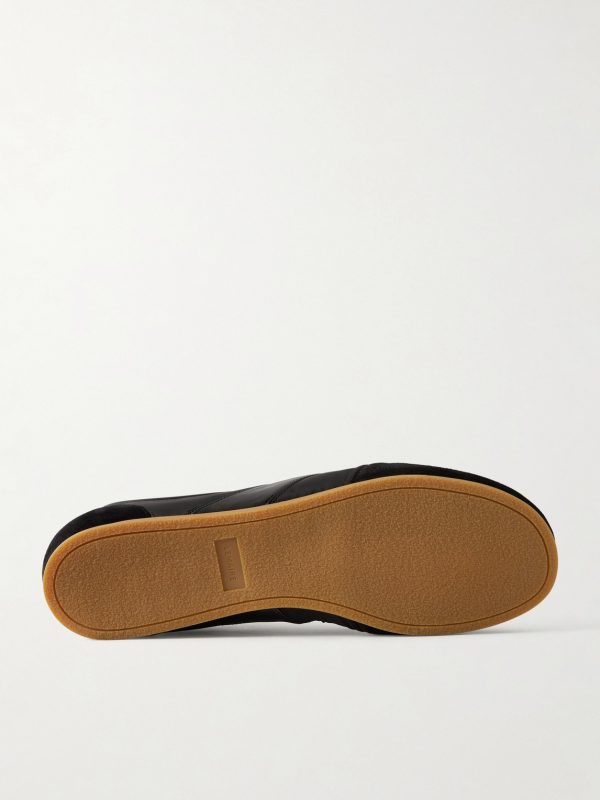Leather-Trimmed Suede and Shell Sneakers - E1