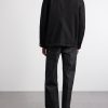 Leather-Trimmed Denim Jacket - BK Leather-Trimmed Denim Jacket - BK