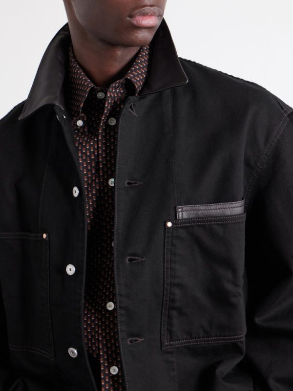 Leather-Trimmed Denim Jacket - CU Leather-Trimmed Denim Jacket - CU