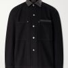 Leather-Trimmed Denim Jacket Leather-Trimmed Denim Jacket
