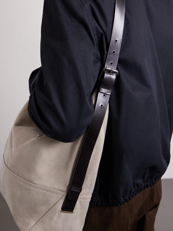 Leather-Trimmed Cotton-Canvas Tote Bag - E2
