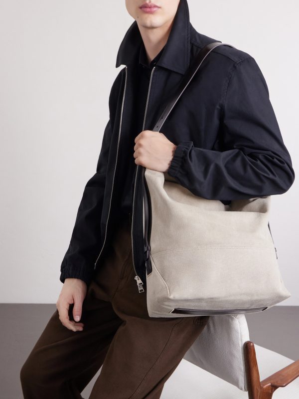 Leather-Trimmed Cotton-Canvas Tote Bag - FR