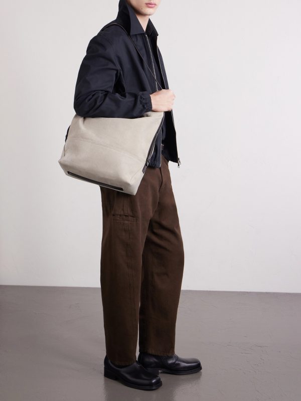 Leather-Trimmed Cotton-Canvas Tote Bag - OU