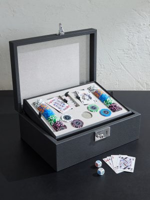 Century Despatch Leather and Silver-Tone Poker Set Century Despatch Leather and Silver-Tone Poker Set