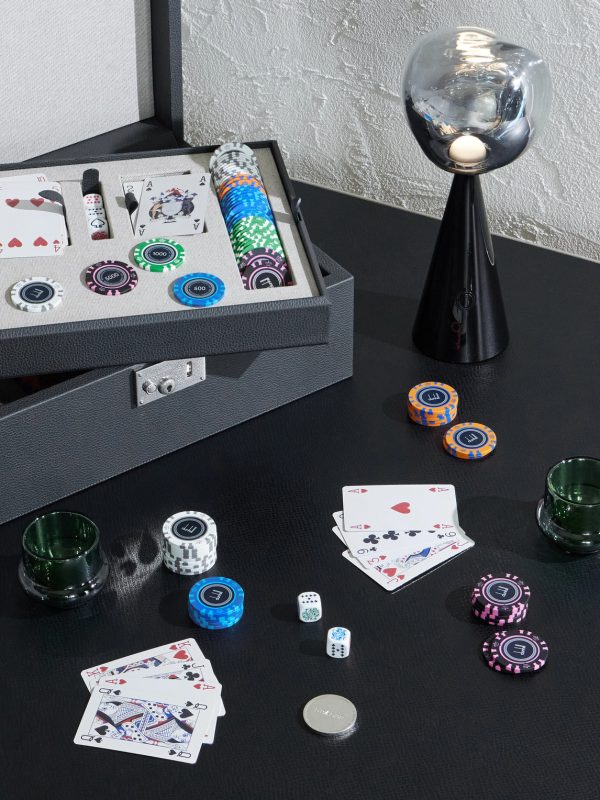 Century Despatch Leather and Silver-Tone Poker Set - OU Century Despatch Leather and Silver-Tone Poker Set - OU