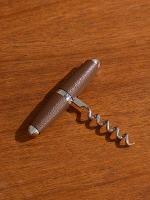 Leather-Trimmed Steel Corkscrew Leather-Trimmed Steel Corkscrew