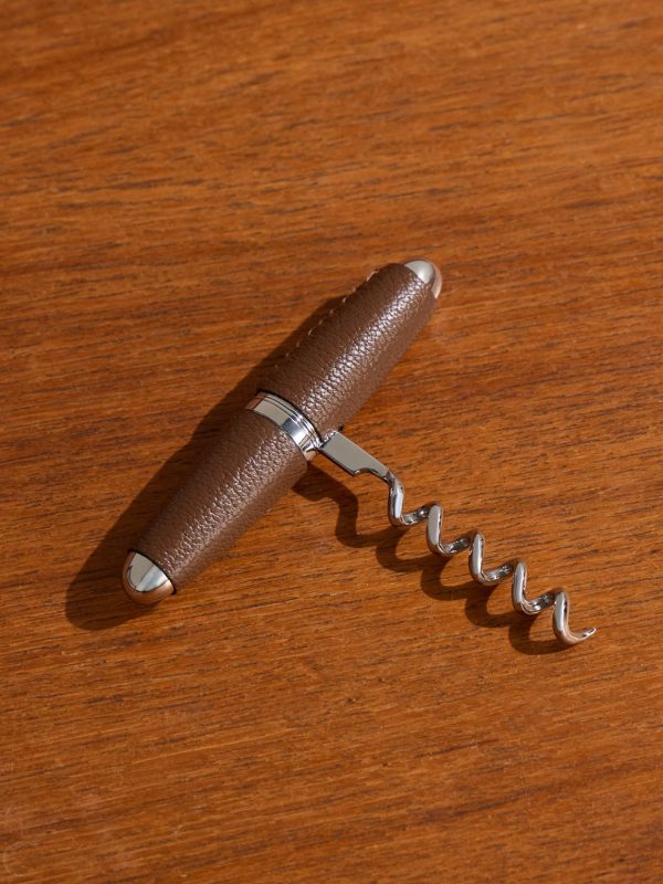 Leather-Trimmed Steel Corkscrew Leather-Trimmed Steel Corkscrew