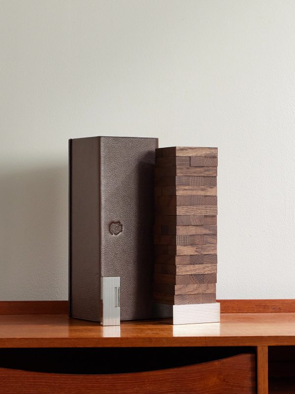 Oak Topple Blocks and Palladium-Plated Lighter Set Oak Topple Blocks and Palladium-Plated Lighter Set