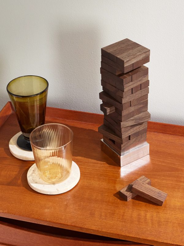 Oak Topple Blocks and Palladium-Plated Lighter Set - OU Oak Topple Blocks and Palladium-Plated Lighter Set - OU