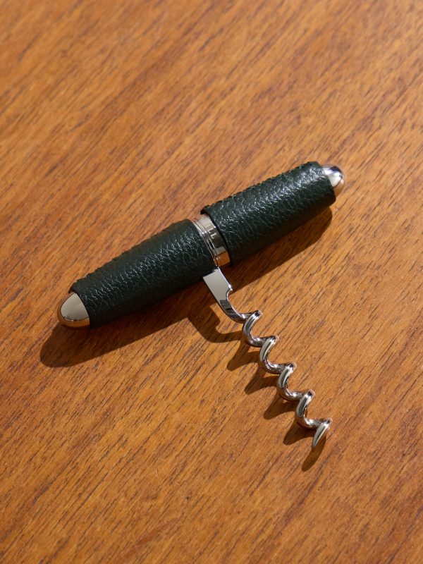 Leather-Trimmed Steel Corkscrew Leather-Trimmed Steel Corkscrew