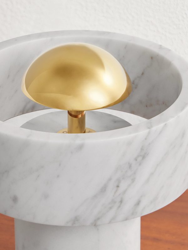 Stone Portable Marble and Gold-Tone LED Lamp - CU