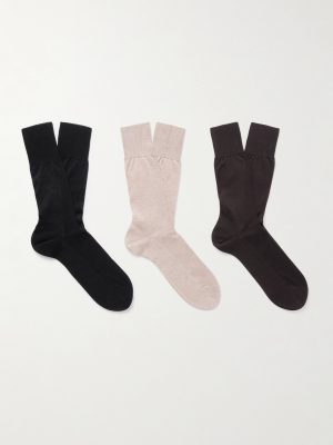 No. 9 Pure Fil d´Écosse Three-Pack Cotton-Blend Socks No. 9 Pure Fil d´Écosse Three-Pack Cotton-Blend Socks