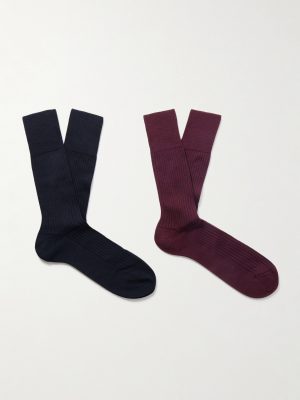 N7 Finest Two-Pack Ribbed Virgin Wool-Blend Socks N7 Finest Two-Pack Ribbed Virgin Wool-Blend Socks