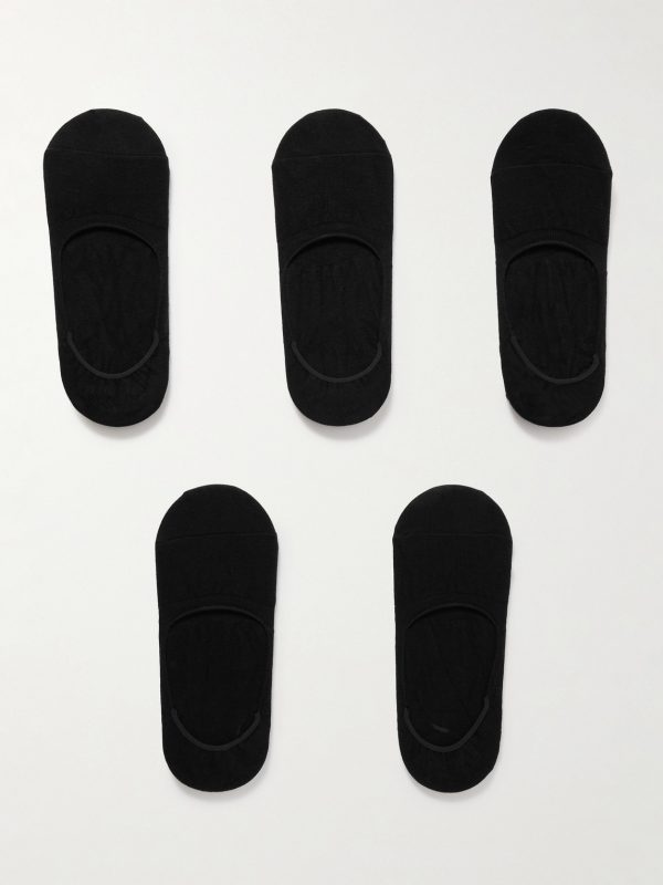 Step Casual Five-Pack No-Show Cotton-Blend Socks