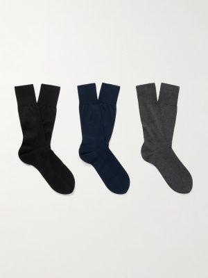 No. 9 Pure Fil d´Écosse Three-Pack Cotton-Blend Socks No. 9 Pure Fil d´Écosse Three-Pack Cotton-Blend Socks