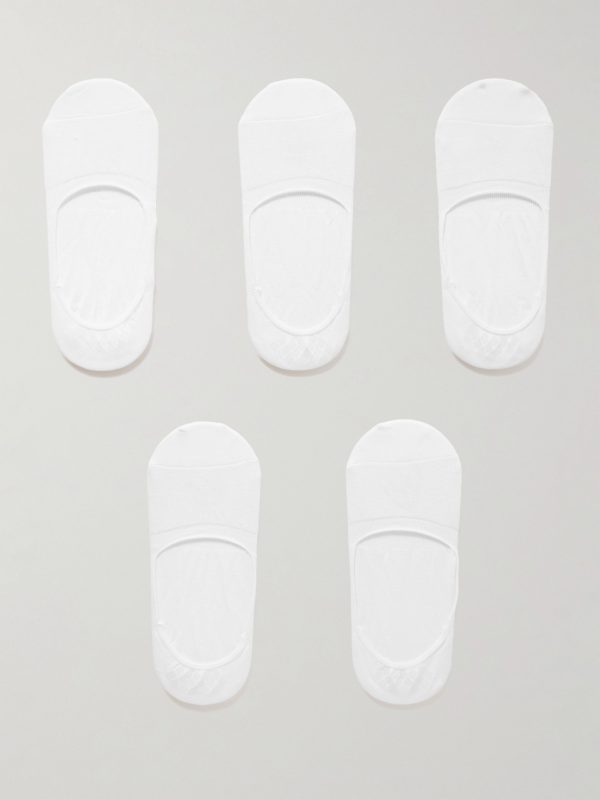 Step Casual Five-Pack No-Show Cotton-Blend Socks
