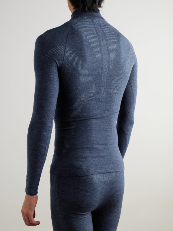 Printed Virgin Wool-Blend Half-Zip Ski Base Layer - BK Printed Virgin Wool-Blend Half-Zip Ski Base Layer - BK