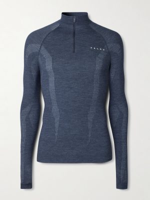 Printed Virgin Wool-Blend Half-Zip Ski Base Layer