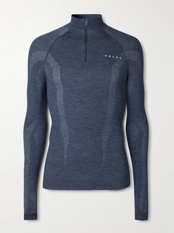Printed Virgin Wool-Blend Half-Zip Ski Base Layer Printed Virgin Wool-Blend Half-Zip Ski Base Layer