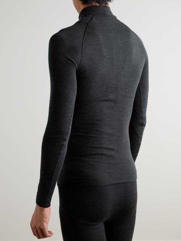 Printed Virgin Wool-Blend Half-Zip Ski Base Layer - BK