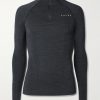 Printed Virgin Wool-Blend Half-Zip Ski Base Layer
