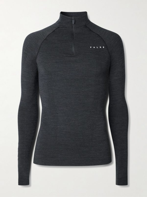 Printed Virgin Wool-Blend Half-Zip Ski Base Layer
