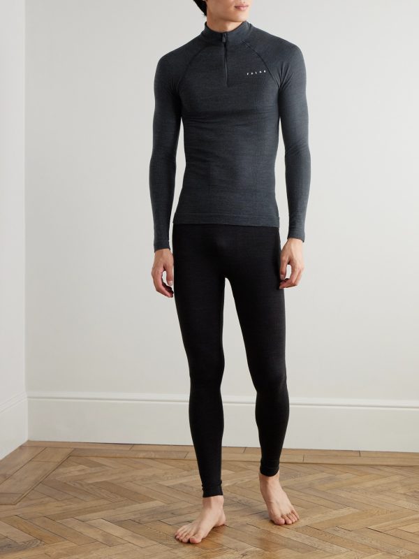 Printed Virgin Wool-Blend Half-Zip Ski Base Layer - OU