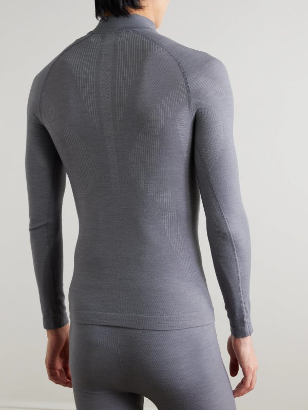 Printed Virgin Wool-Blend Jersey Half-Zip Ski Base Layer - BK Printed Virgin Wool-Blend Jersey Half-Zip Ski Base Layer - BK