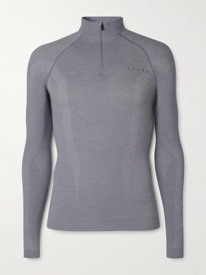 Printed Virgin Wool-Blend Jersey Half-Zip Ski Base Layer