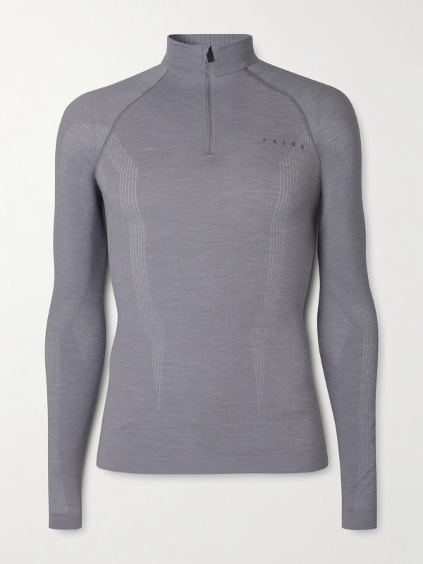 Printed Virgin Wool-Blend Jersey Half-Zip Ski Base Layer Printed Virgin Wool-Blend Jersey Half-Zip Ski Base Layer