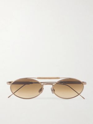 Round-Frame Gold-Tone Sunglasses