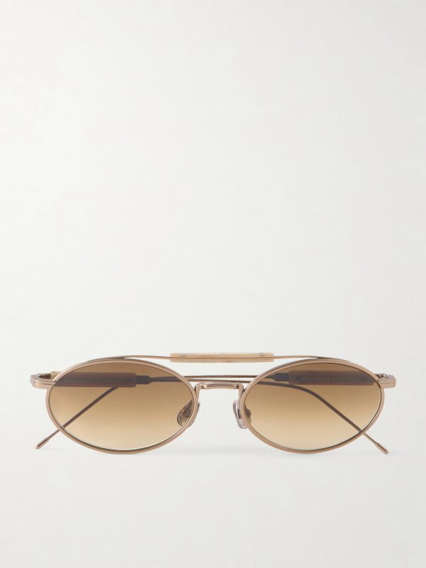 Round-Frame Gold-Tone Sunglasses