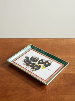 + Beto Val Parrotstem Painted Porcelain Trinket Tray + Beto Val Parrotstem Painted Porcelain Trinket Tray