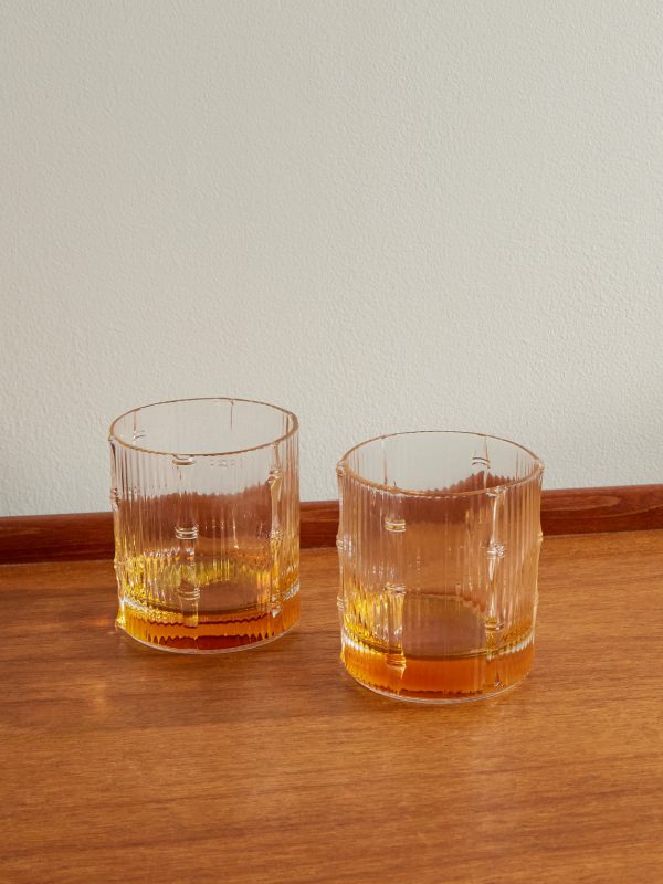 Bamboo Set of Two Crystal Glass Tumblers