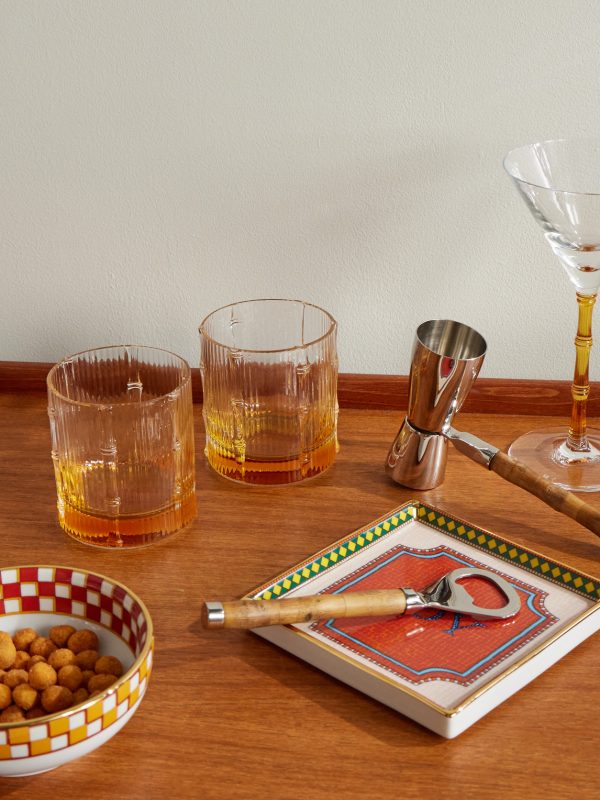 Bamboo Set of Two Crystal Glass Tumblers - OU