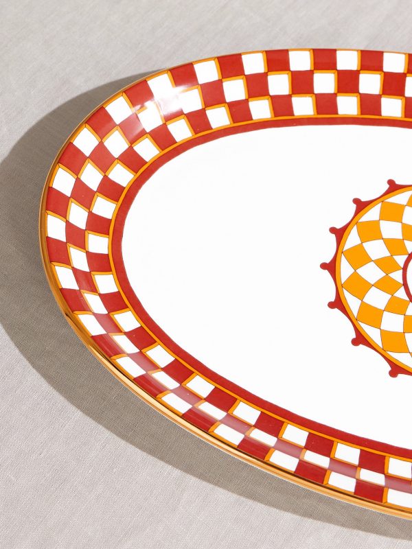 Gold-Trimmed Painted Porcelain Platter - CU