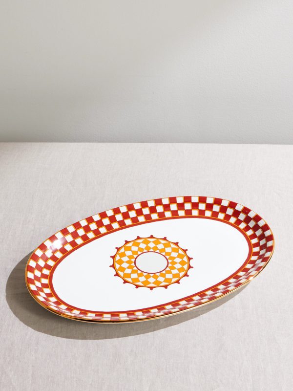 Gold-Trimmed Painted Porcelain Platter