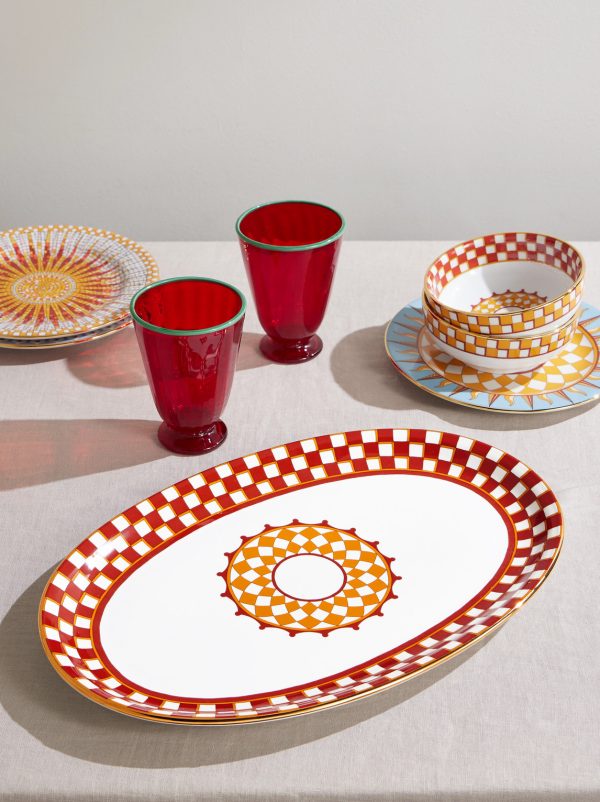 Gold-Trimmed Painted Porcelain Platter - OU
