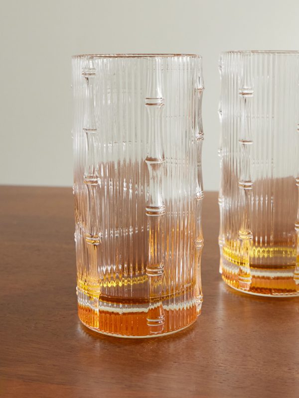 Bamboo Set of Two Crystal Glass Highball Glasses - CU