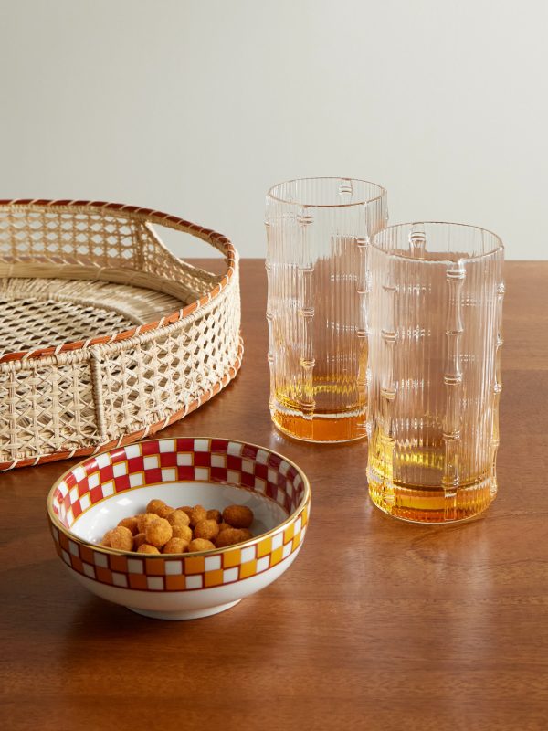 Bamboo Set of Two Crystal Glass Highball Glasses - OU