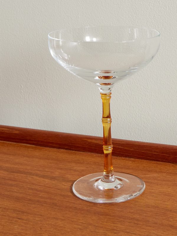 Bamboo Set of Two Crystal Glass Champagne Coupes - CU