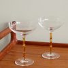 Bamboo Set of Two Crystal Glass Champagne Coupes