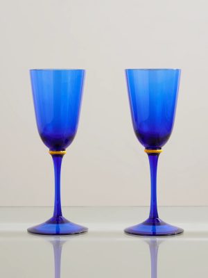 Rainbow Set of Two Murano Glass Wine Glasses Rainbow Set of Two Murano Glass Wine Glasses