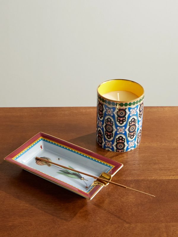 + Beto Val Leaftrail Painted Porcelain Incense Holder - OU + Beto Val Leaftrail Painted Porcelain Incense Holder - OU
