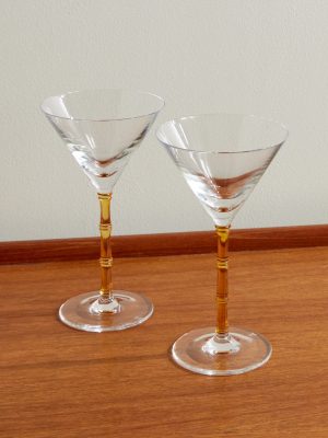 Bamboo Set of Two Crystal Glass Martini Glasses Bamboo Set of Two Crystal Glass Martini Glasses