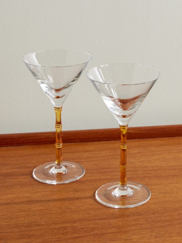 Bamboo Set of Two Crystal Glass Martini Glasses Bamboo Set of Two Crystal Glass Martini Glasses