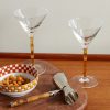 Bamboo Set of Two Crystal Glass Martini Glasses - OU Bamboo Set of Two Crystal Glass Martini Glasses - OU