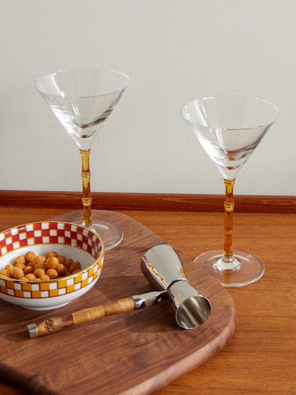 Bamboo Set of Two Crystal Glass Martini Glasses - OU Bamboo Set of Two Crystal Glass Martini Glasses - OU