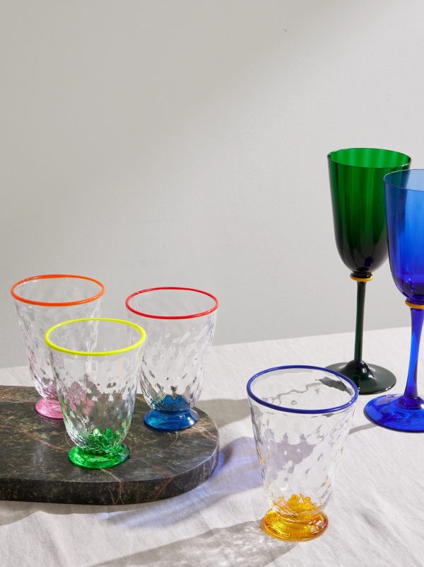 Quilted Set of Four Murano Glasses - OU Quilted Set of Four Murano Glasses - OU